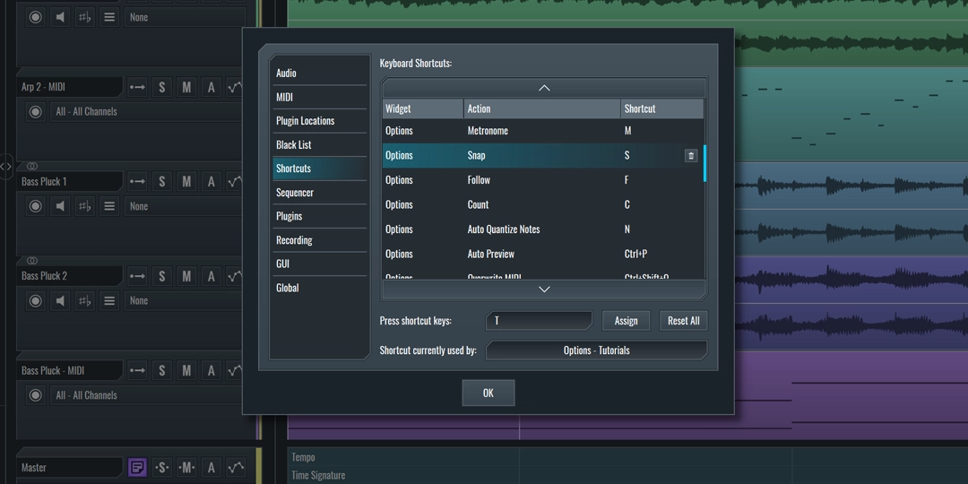 This image shows the shortcuts menu in SoundBridge.