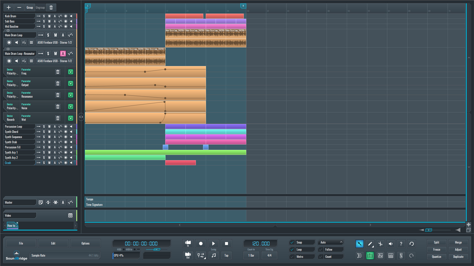 This is an image of our final mix in SoundBridge: DAW.