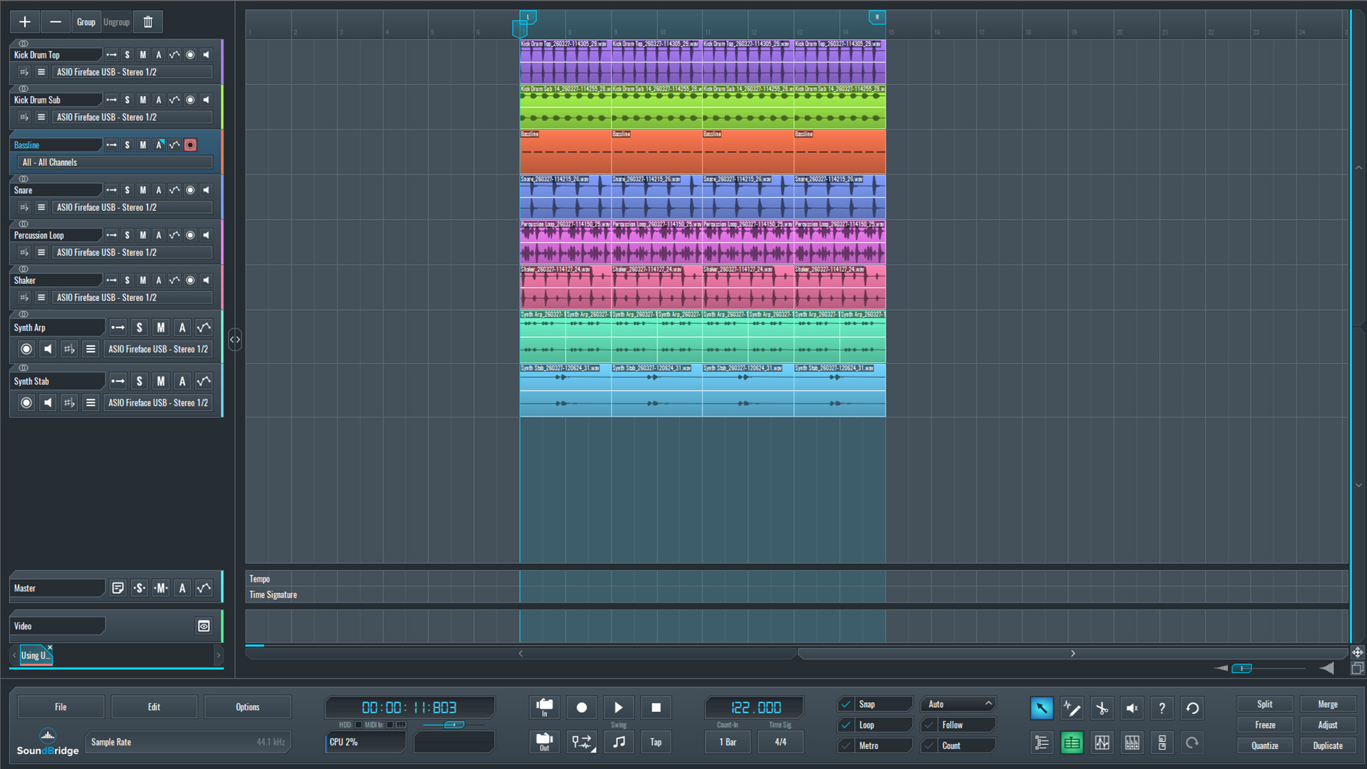 This is our full mix before we introduce any upward-downward compression