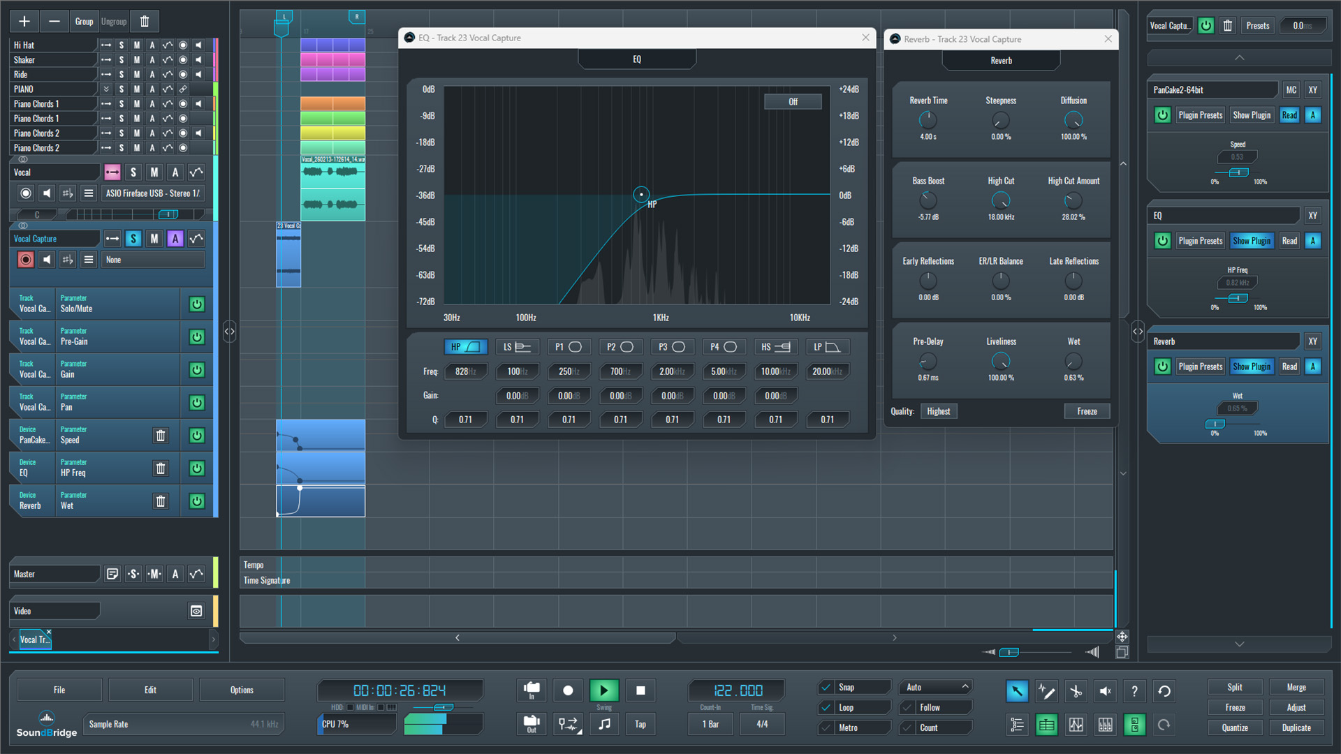 This is an image showing the EQ automation settings we used on our vocal transition