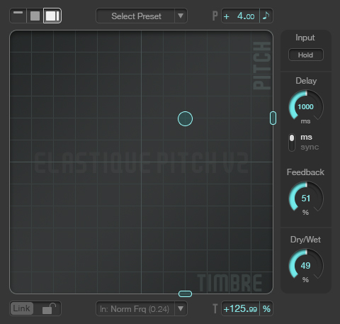 This is an image of the ELASTIQUE PITCH V2 GUI, developed by zplane.
