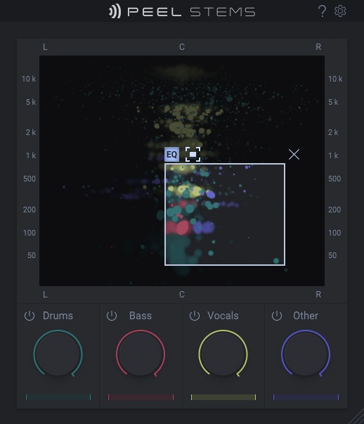 This is an image of the Peel Stems GUI, developed by zplane.