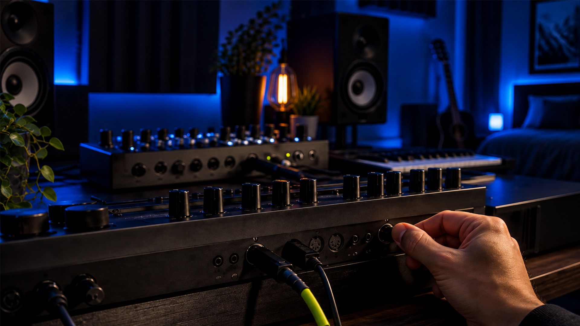 Hardware MIDI routing in a dark studio