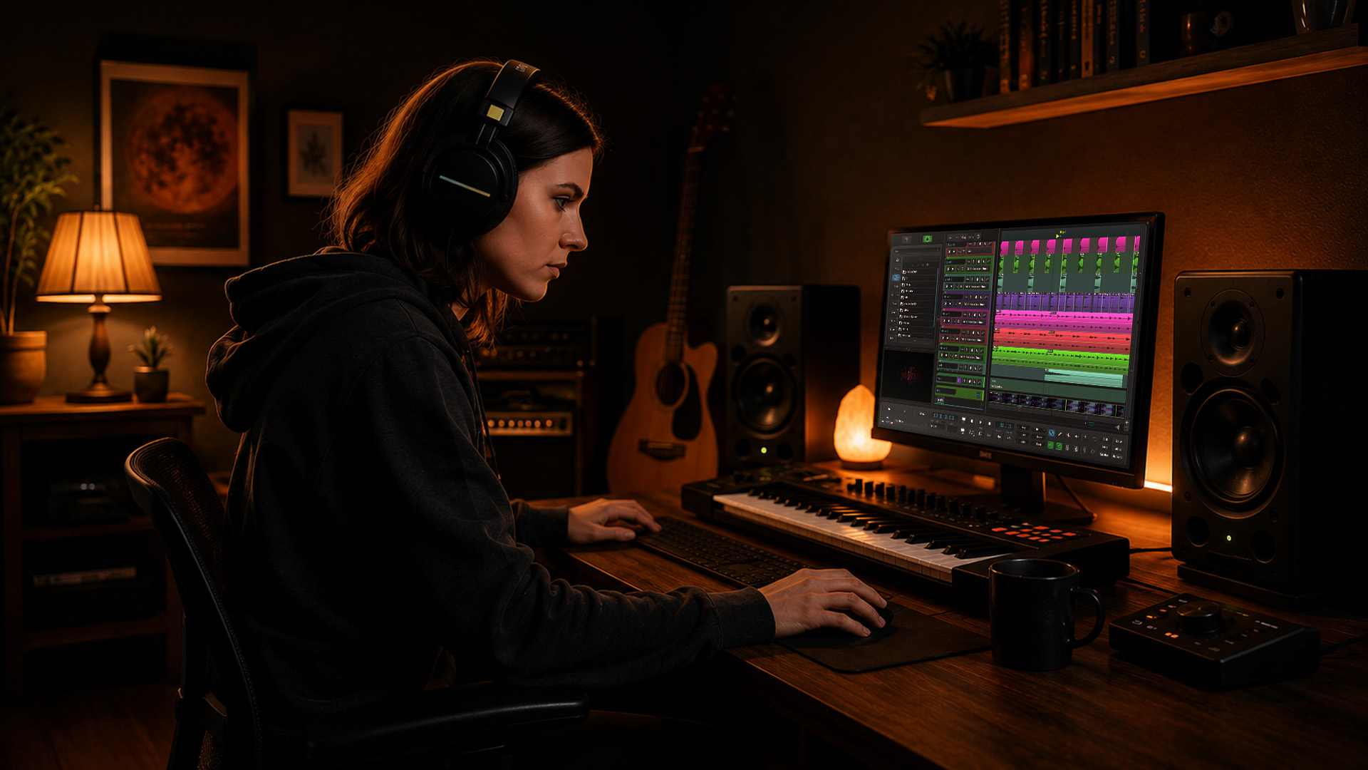 An engineer using AI tools for audio cleanup