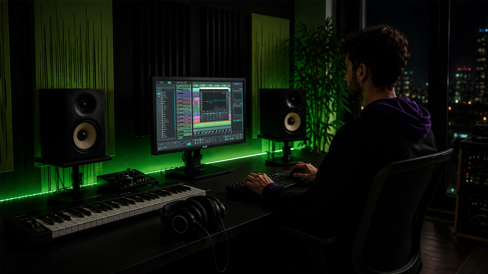 An audio engineer setting up a CoTURN server in a home studio