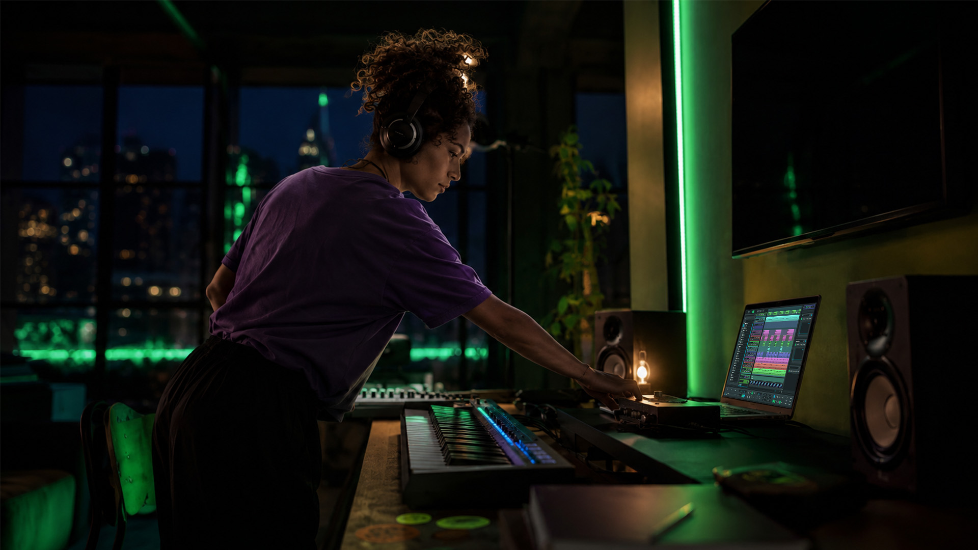 A producer working remotely on a music project