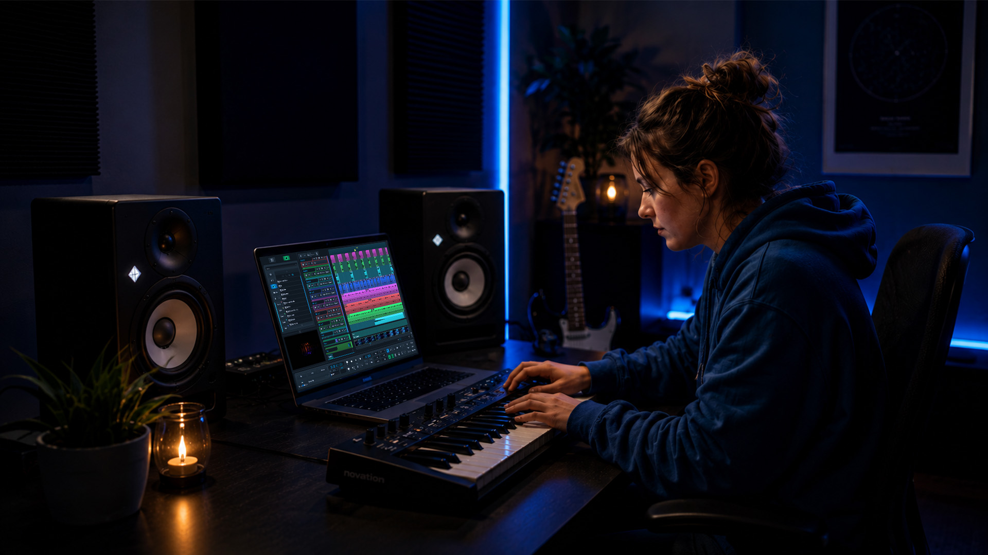 Engineer tweaking modulation settings at workstation