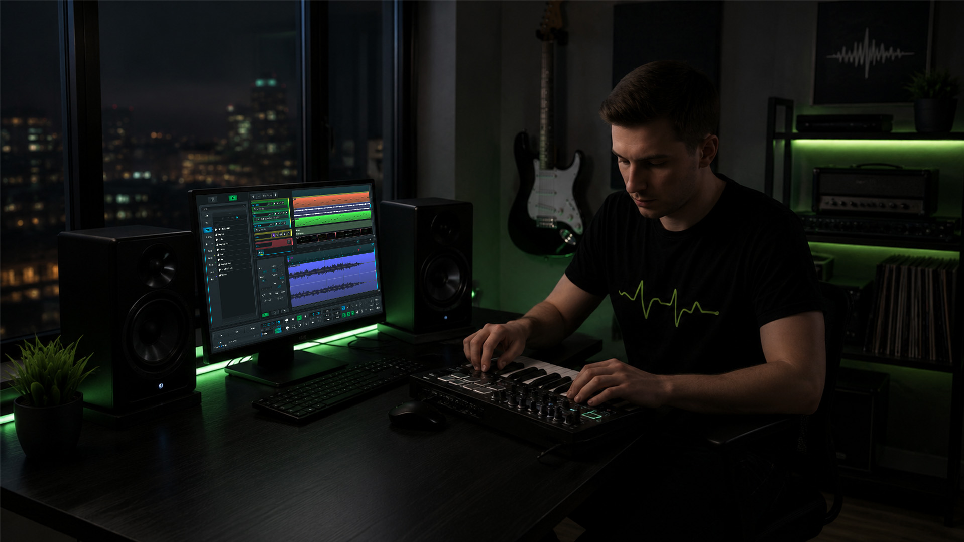 A man using online mixing tools