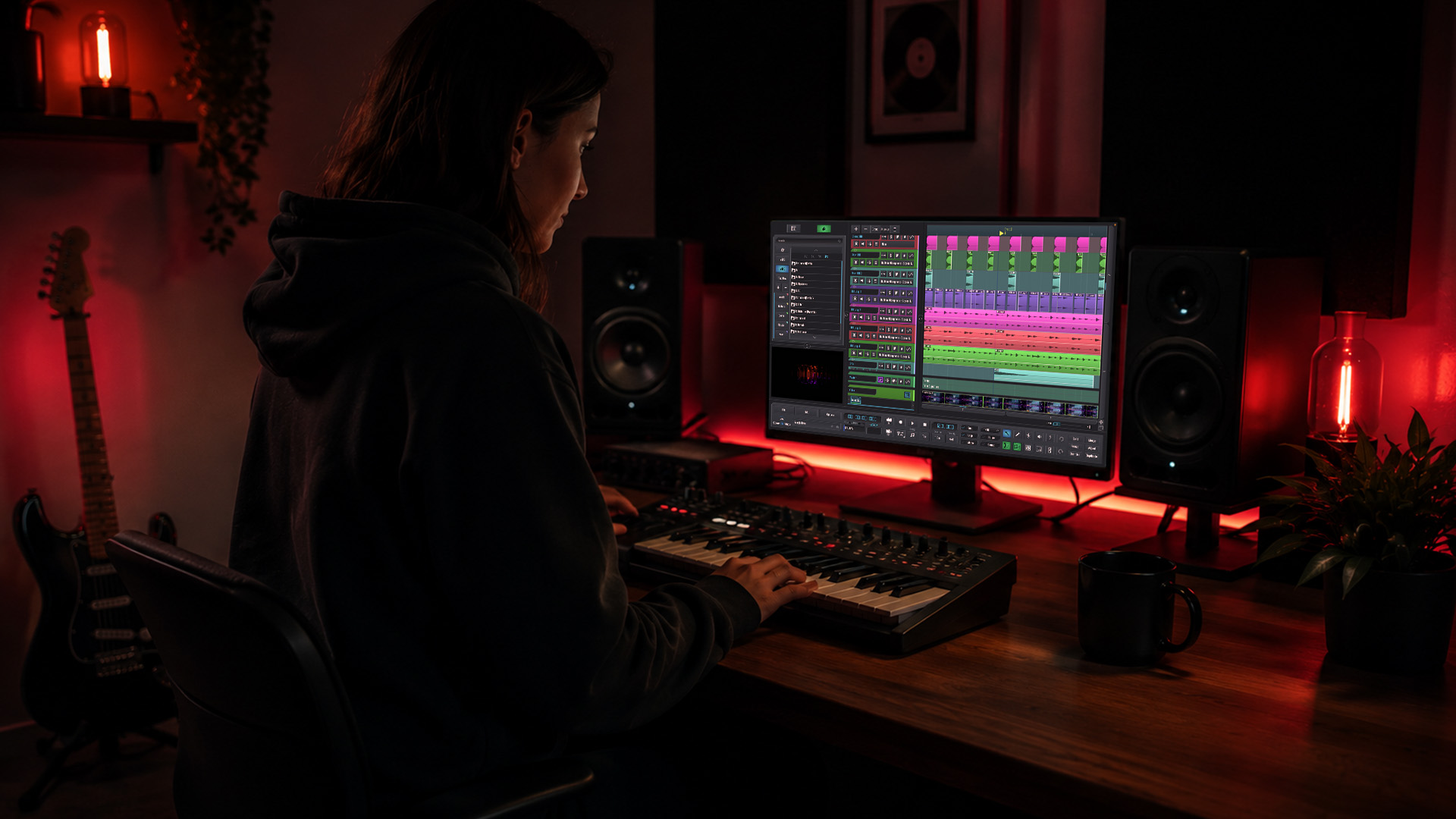 A person checking out music production tools