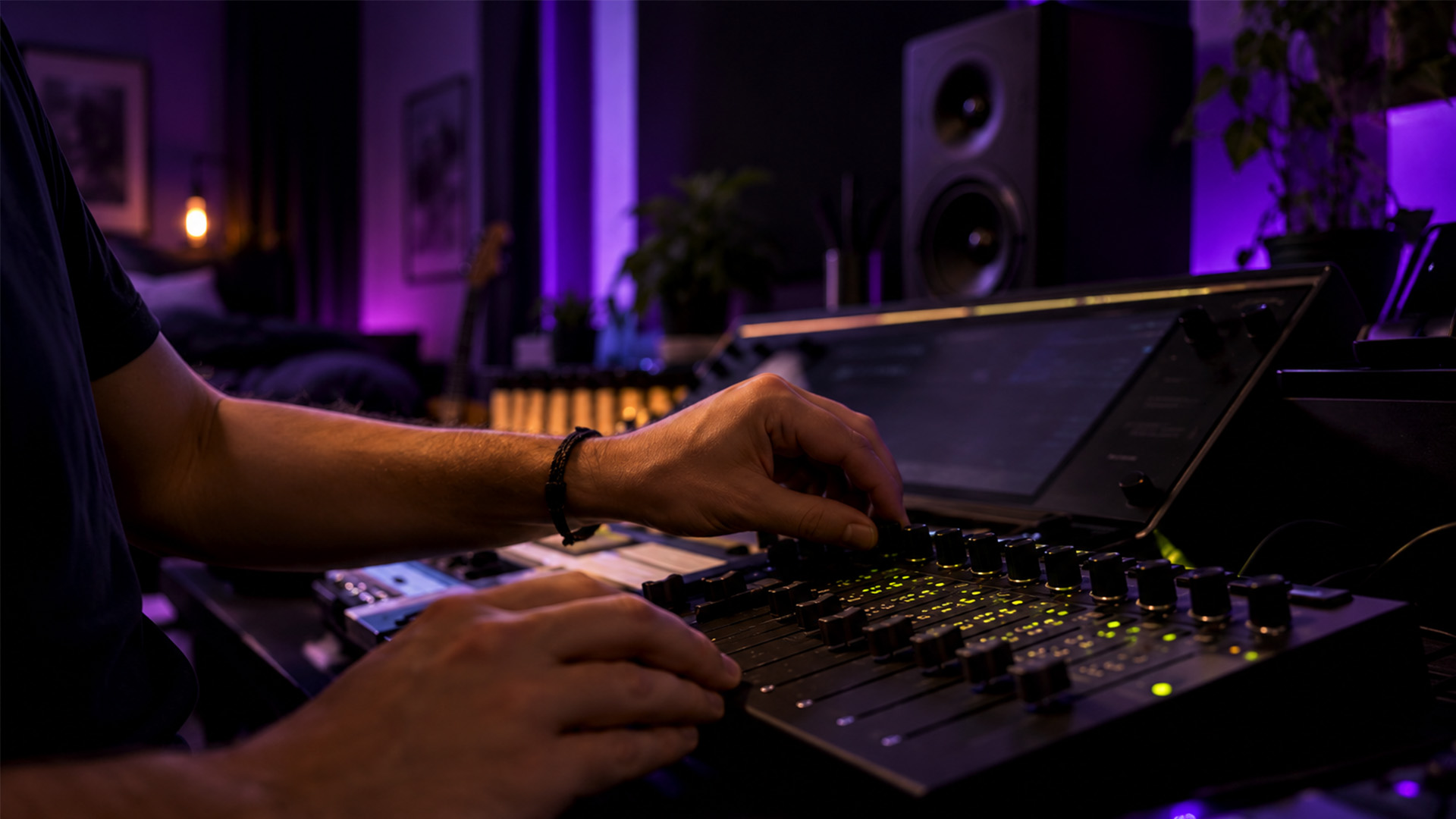 A hands customizing a DAW control surface
