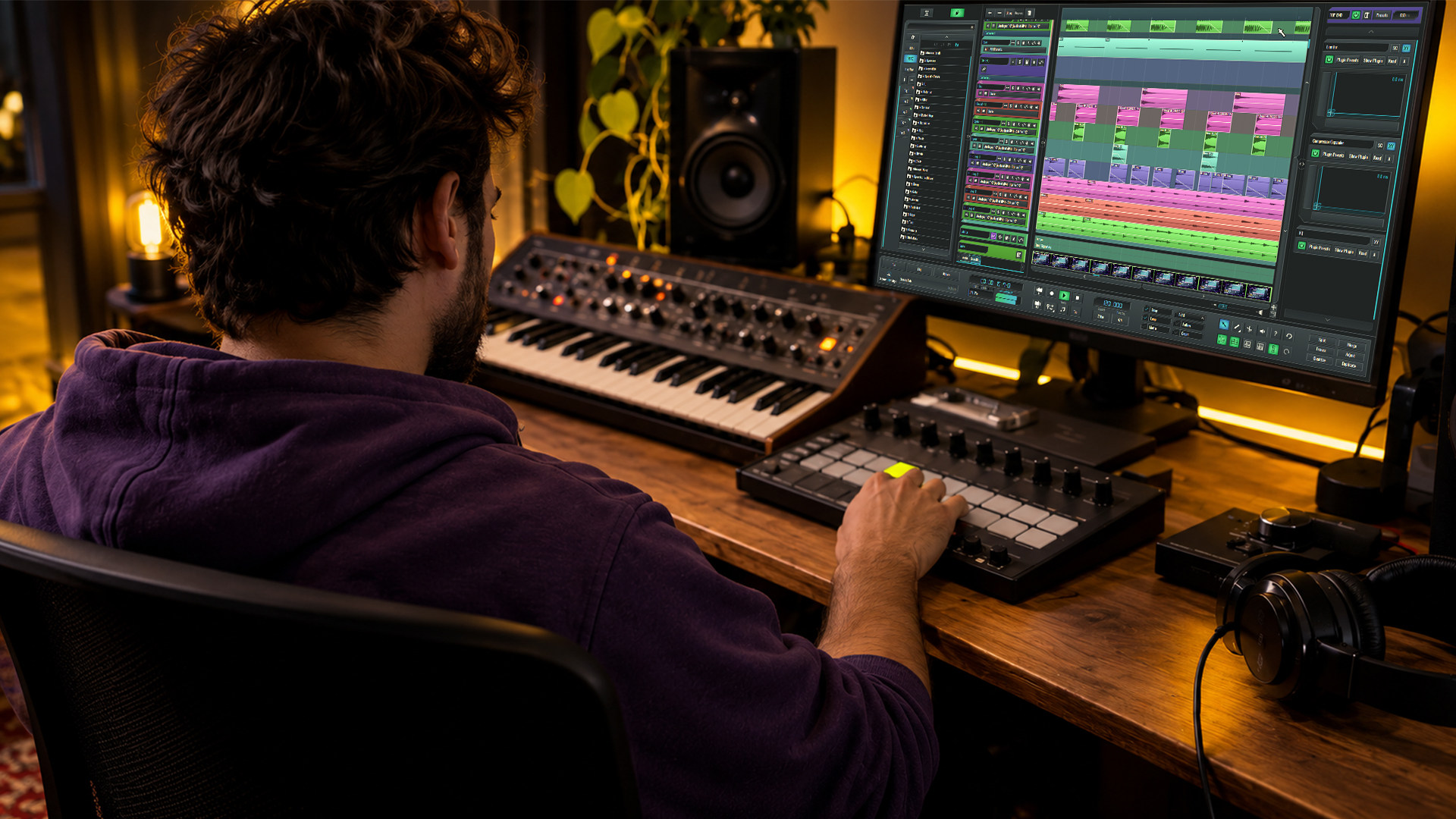 A producer recording MIDI in SoundBridge