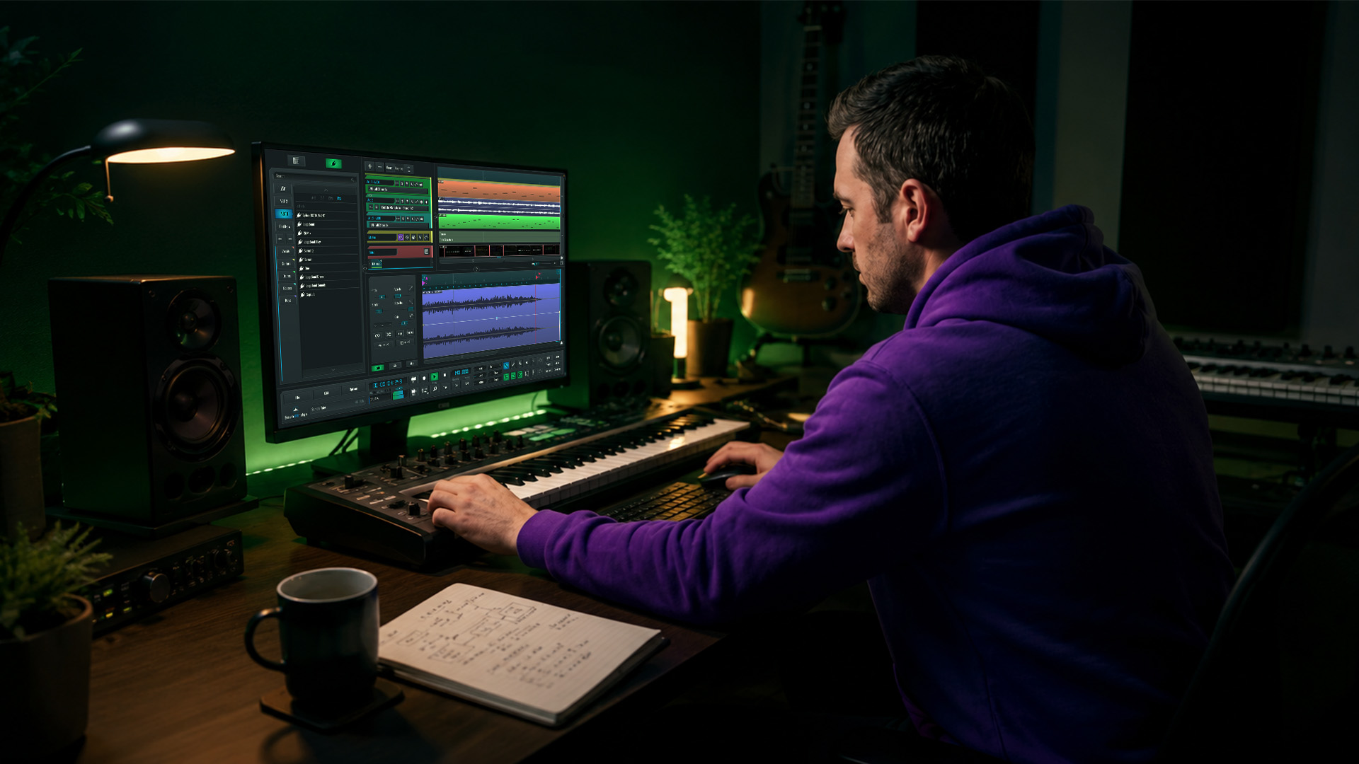 An engineer mixing audio