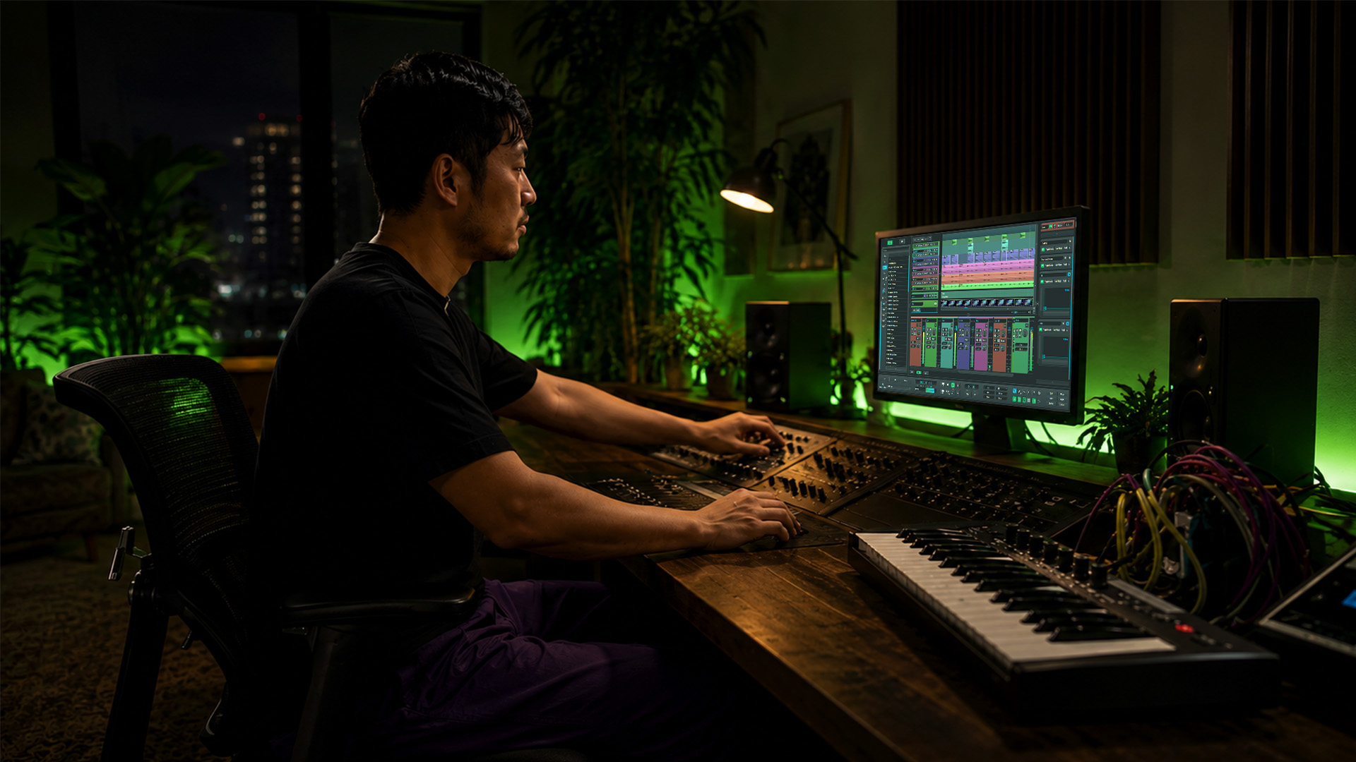 An audio engineer working with DAW video integration