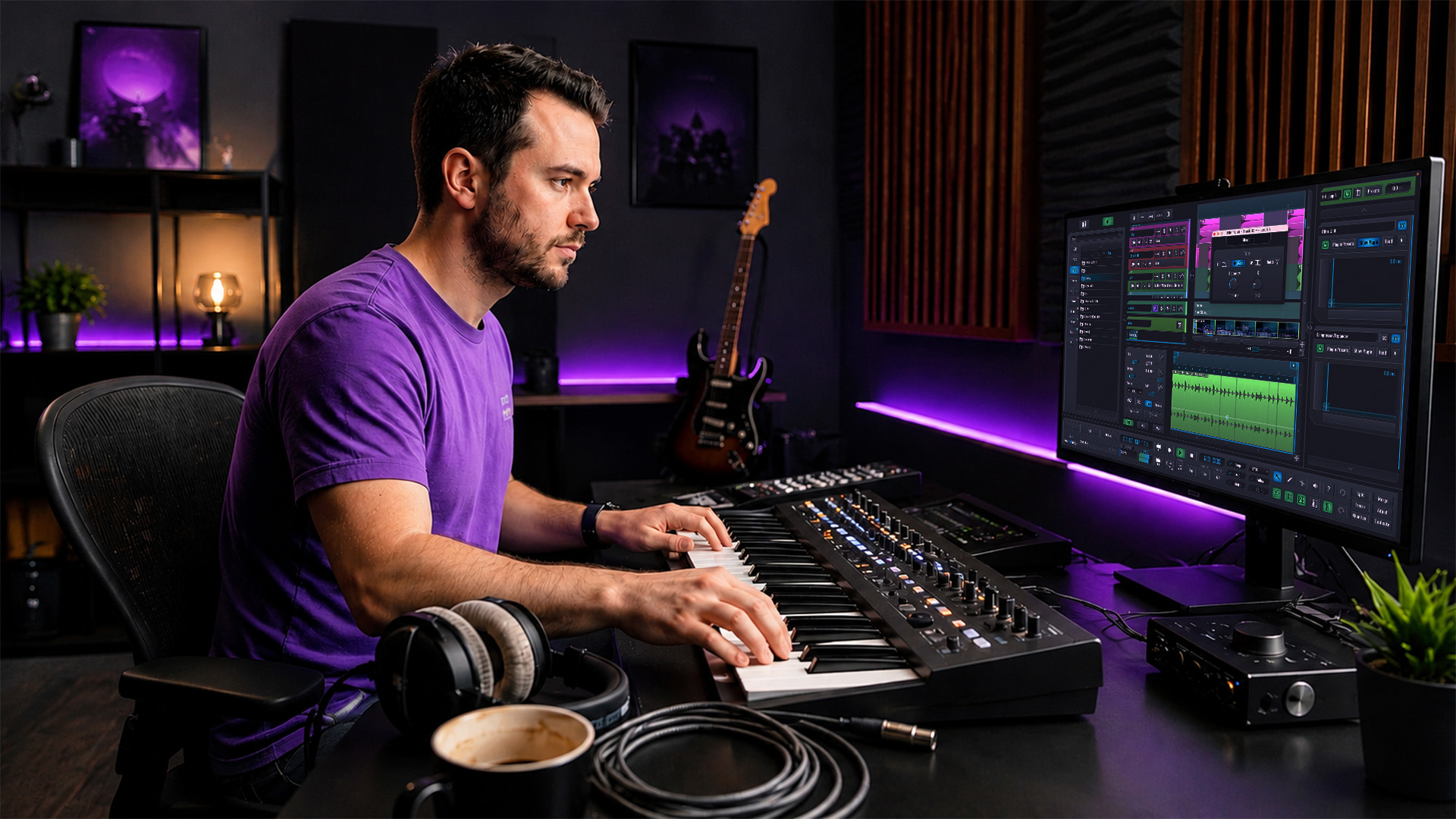 A mixing engineer working on automation in a studio