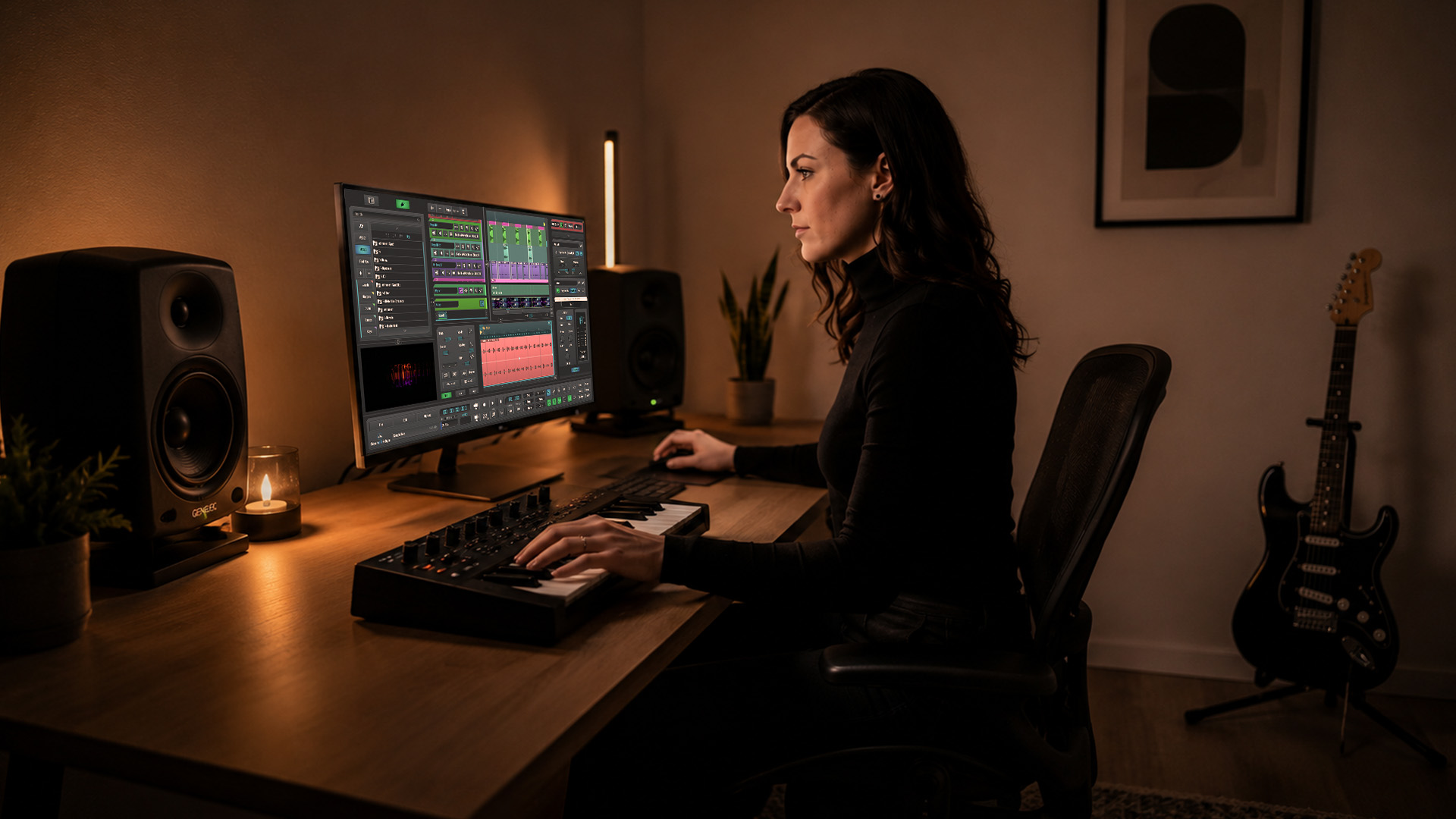 This is an image of an engineer automating tracks in DAW