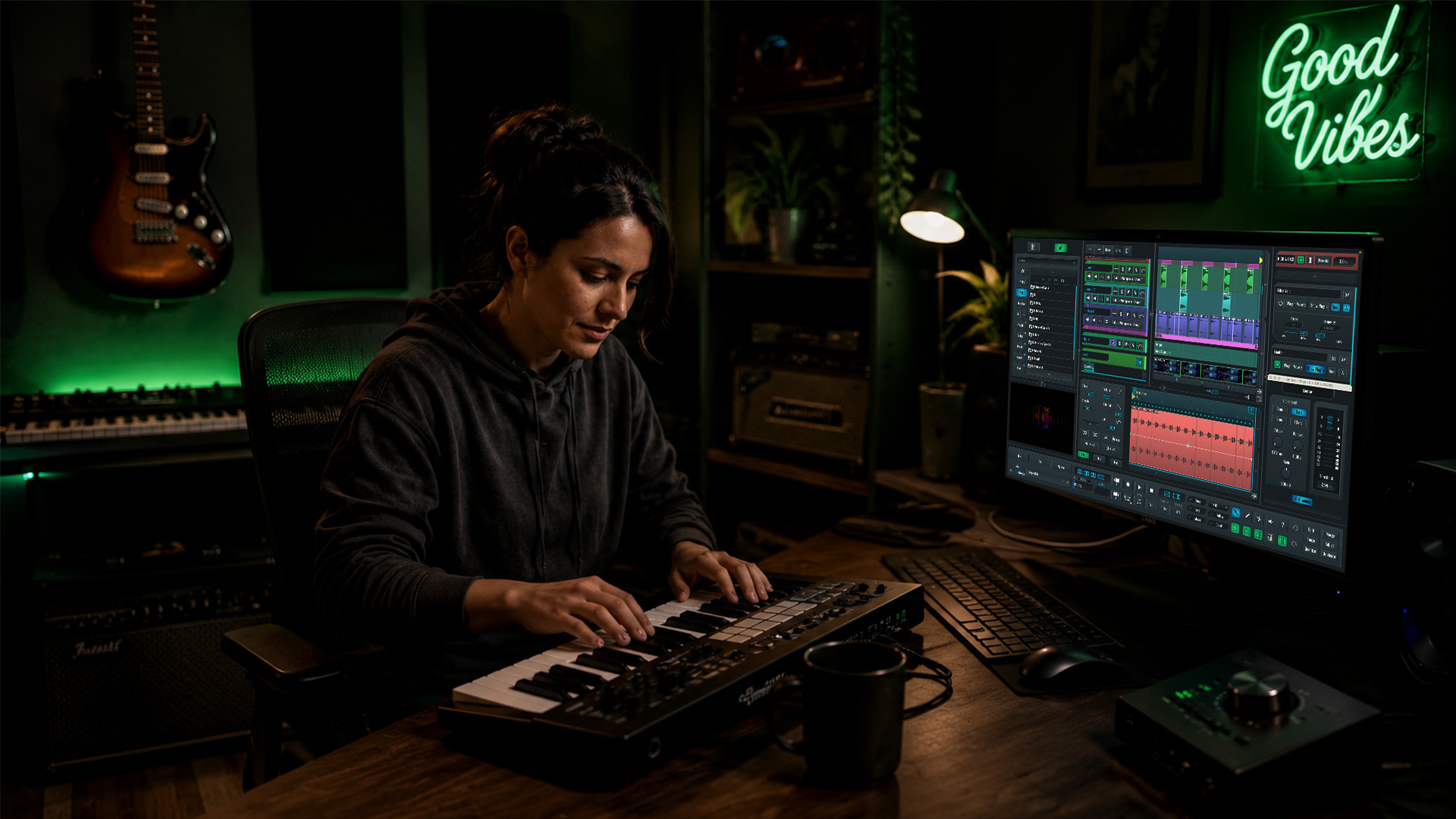 An engineer managing a dual local recording workflow